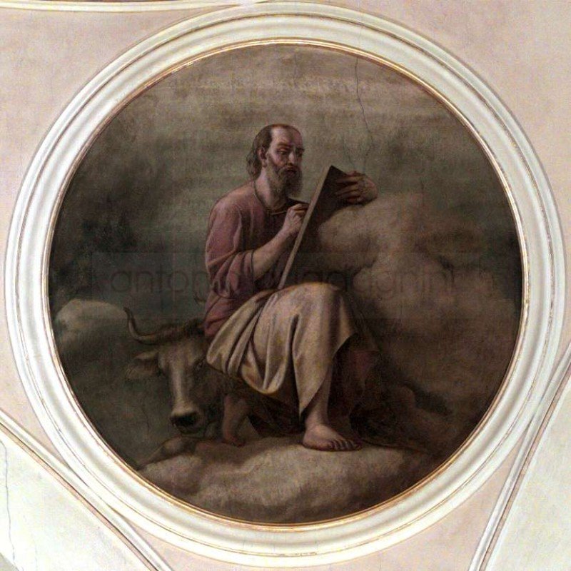 San Luca evangelista - 1869 - affresco - chiesa dei Santi Nazario e Celso - Curnasco (BG)